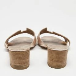 Hermes Rose Gold Leather Oasis Slide Sandals Size 39.5 For Women -Deals Hermes Store luxury women hermes used shoes p659399 009