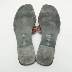 Hermes Brown Glitter Embellished Oran Flat Sandals Size 39 For Women -Deals Hermes Store luxury women hermes used shoes p659505 004