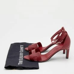 Hermes Red Leather Premiere Ankle Strap Sandals Size 37 For Women -Deals Hermes Store luxury women hermes used shoes p659511 001