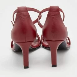 Hermes Red Leather Premiere Ankle Strap Sandals Size 37 For Women -Deals Hermes Store luxury women hermes used shoes p659511 006