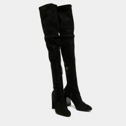 Hermes Black Suede Dakota Over The Knee Boots Size 38.5 For Women -Deals Hermes Store luxury women hermes used shoes p659539 006