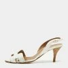 Hermes White Leather Night Slingback Sandals Size 38 For Women