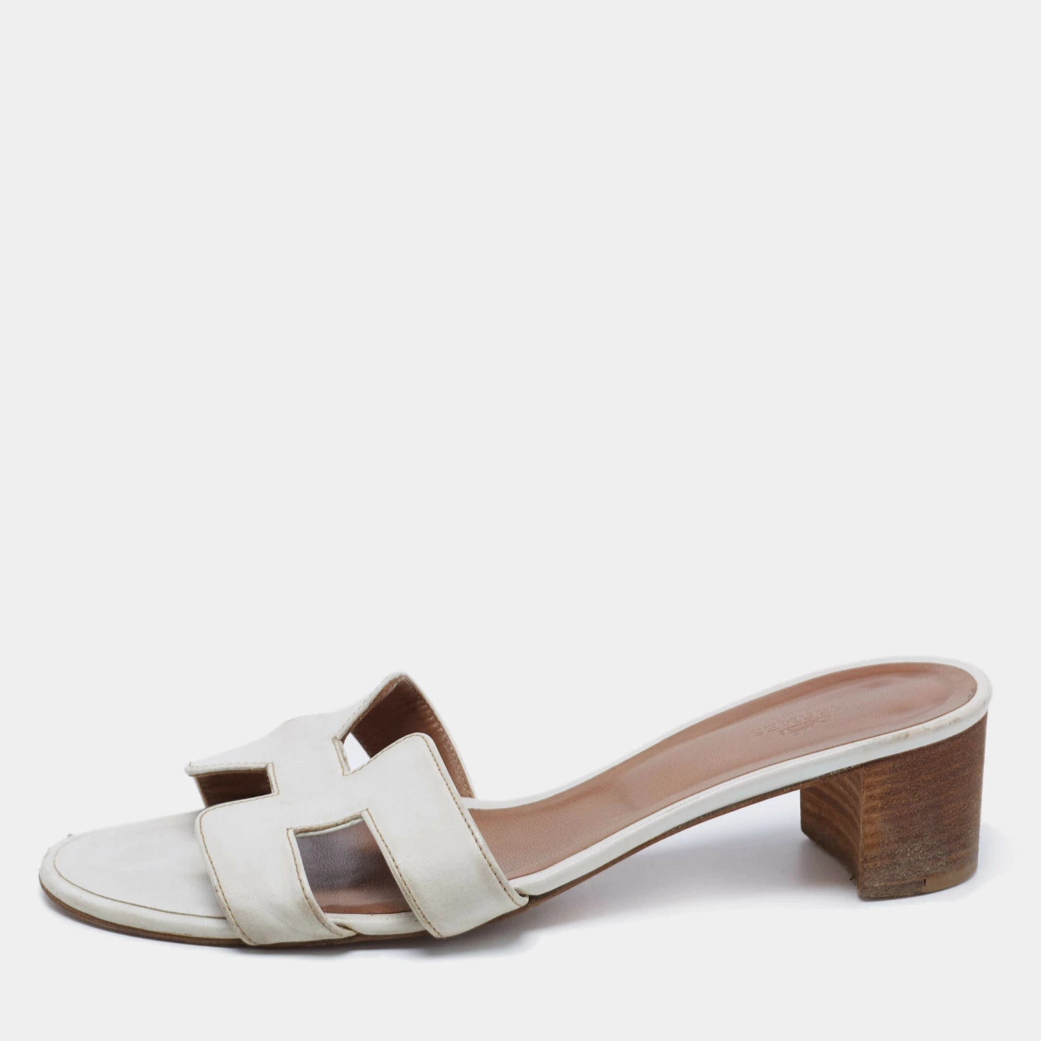 Hermes White Leather Oasis Slide Sandals Size 41 For Women 3 Hermes White Leather Oasis Slide Sandals Size 41 For Women