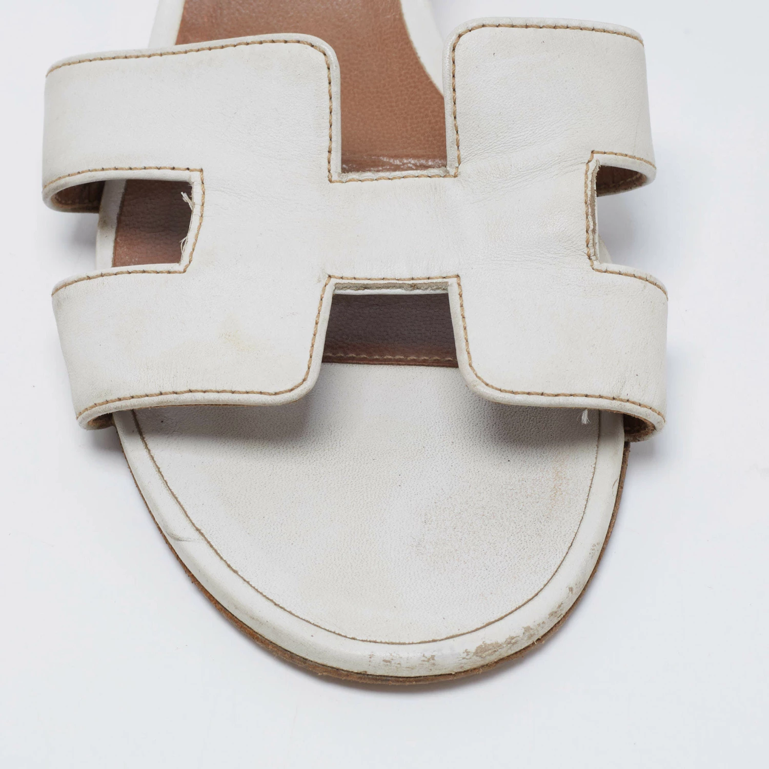 Hermes White Leather Oasis Slide Sandals Size 41 For Women 9 Hermes White Leather Oasis Slide Sandals Size 41 For Women - Image 7