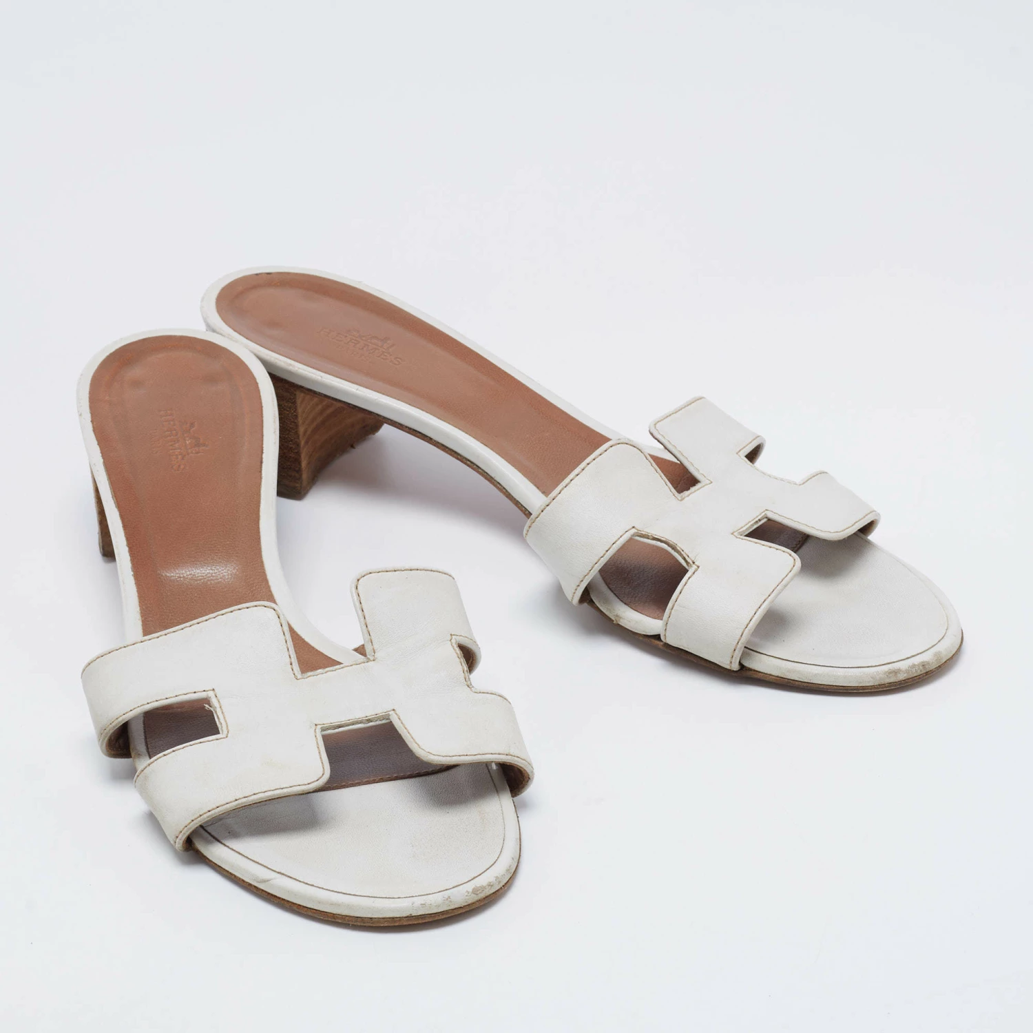 Hermes White Leather Oasis Slide Sandals Size 41 For Women 6 Hermes White Leather Oasis Slide Sandals Size 41 For Women - Image 4