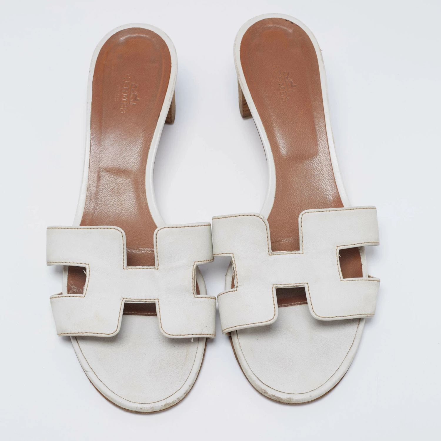 Hermes White Leather Oasis Slide Sandals Size 41 For Women 5 Hermes White Leather Oasis Slide Sandals Size 41 For Women - Image 3