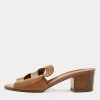 Hermes Brown Leather Mona Sandals Size 41 For Women -Deals Hermes Store luxury women hermes used shoes p663058 002