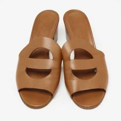 Hermes Brown Leather Mona Sandals Size 41 For Women 13 Hermes Brown Leather Mona Sandals Size 41 For Women -Deals Hermes Store luxury women hermes used shoes p663058 005