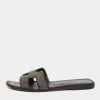 Hermes Hermés Black Crystal Embellished Suede Oran Flat Sandals Size 38 For Women 2 Hermes Hermés Black Crystal Embellished Suede Oran Flat Sandals Size 38 For Women -Deals Hermes Store luxury women hermes used shoes p663634 003