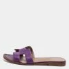 Hermes Purple Leather Oran Sandals Size 34 For Women