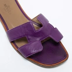 Hermes Purple Leather Oran Sandals Size 34 For Women -Deals Hermes Store luxury women hermes used shoes p663820 005