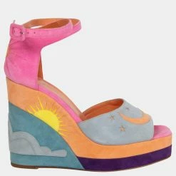 Hermes Multicolor Suede 2019 Tournis Wedges Size EU 38.5 For Women -Deals Hermes Store luxury women hermes used shoes p664260 004