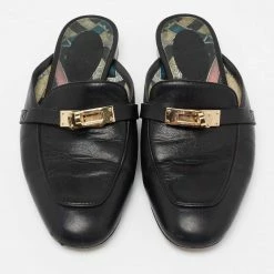 Hermes Black Leather Oz Mule Sandals Size 36.5 For Women -Deals Hermes Store luxury women hermes used shoes p668173 004