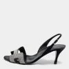 Hermes Black Suede Night Slingback Sandals Size 37 For Women