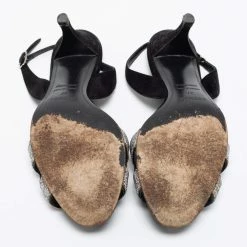 Hermes Black Suede Night Slingback Sandals Size 37 For Women -Deals Hermes Store luxury women hermes used shoes p668392 002