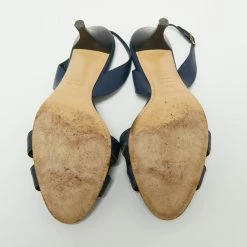 Hermes Navy Blue Leather Night Slingback Sandals Size 39.5 For Women -Deals Hermes Store luxury women hermes used shoes p668494 003