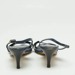 Hermes Navy Blue Leather Night Slingback Sandals Size 39.5 For Women -Deals Hermes Store luxury women hermes used shoes p668494 009