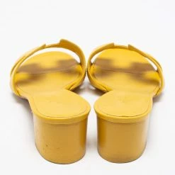 Hermes Yellow Leather Oasis Slide Sandals Size 37.5 For Women -Deals Hermes Store luxury women hermes used shoes p669147 005