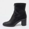 Hermes Black Leather New York 70 Zipper Ankle Boots Size 38 For Women -Deals Hermes Store luxury women hermes used shoes p669452 005