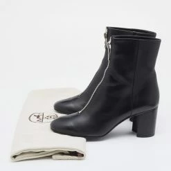 Hermes Black Leather New York 70 Zipper Ankle Boots Size 38 For Women -Deals Hermes Store luxury women hermes used shoes p669452 007