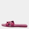 Hermes Burgundy Leather Oran Sandals Size 39.5 For Women -Deals Hermes Store luxury women hermes used shoes p669910 009
