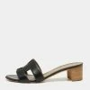 Hermes Black Leather Oasis Slide Sandals Size 36.5 For Women 2 Hermes Black Leather Oasis Slide Sandals Size 36.5 For Women -Deals Hermes Store luxury women hermes used shoes p670753 001