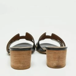 Hermes Black Leather Oasis Slide Sandals Size 36.5 For Women -Deals Hermes Store luxury women hermes used shoes p670753 007