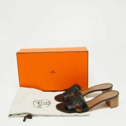 Hermes Black Leather Oasis Slide Sandals Size 36.5 For Women -Deals Hermes Store luxury women hermes used shoes p670753 010