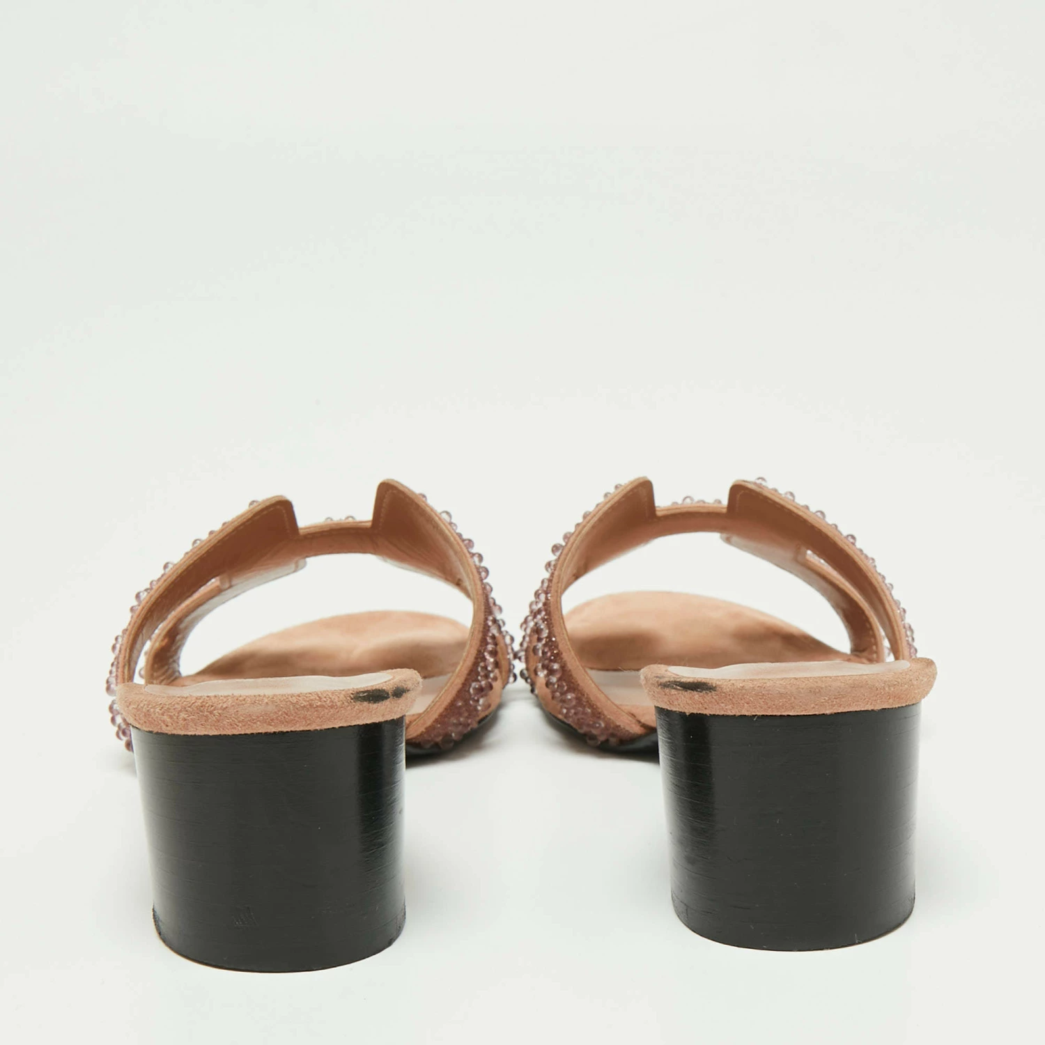 Hermes Beige Suede Embellished Oasis Sandals Size 40.5 For Women 7 Hermes Beige Suede Embellished Oasis Sandals Size 40.5 For Women - Image 5