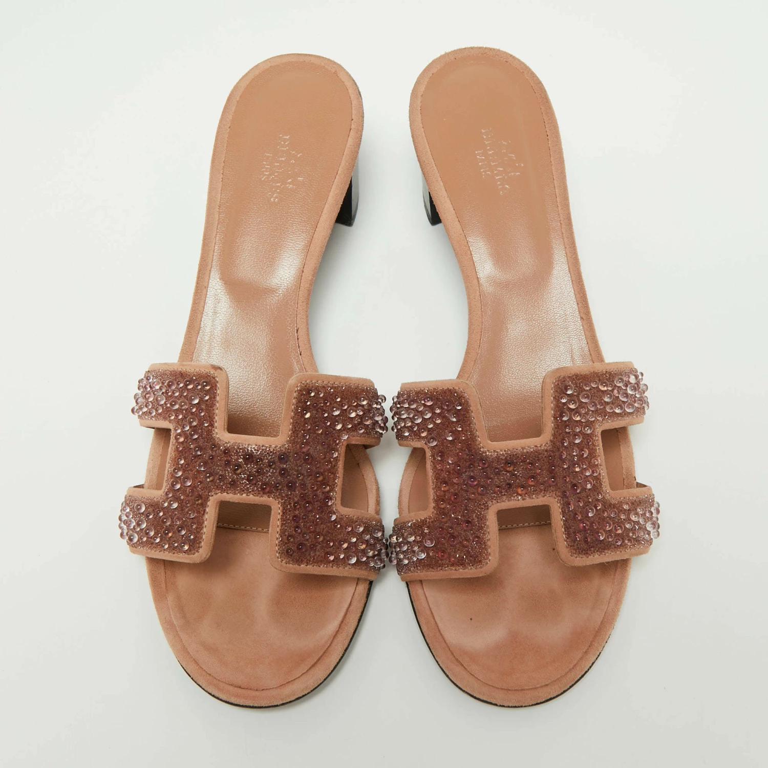 Hermes Beige Suede Embellished Oasis Sandals Size 40.5 For Women 5 Hermes Beige Suede Embellished Oasis Sandals Size 40.5 For Women - Image 3