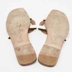 Hermes White Leather Omaha Flat Slides Size 40 For Women -Deals Hermes Store luxury women hermes used shoes p675731 007