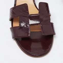 Hermes Burgundy Patent Leather Oasis Slide Sandals Size 38.5 For Women 17 Hermes Burgundy Patent Leather Oasis Slide Sandals Size 38.5 For Women -Deals Hermes Store luxury women hermes used shoes p676883 006