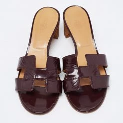 Hermes Burgundy Patent Leather Oasis Slide Sandals Size 38.5 For Women 13 Hermes Burgundy Patent Leather Oasis Slide Sandals Size 38.5 For Women -Deals Hermes Store luxury women hermes used shoes p676883 007