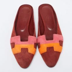 Hermes Multicolor Suede Roxanne Mules Size 37 For Women -Deals Hermes Store luxury women hermes used shoes p678024 002