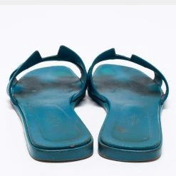 Hermes Blue Leather Oran Flat Sandals Size 39 For Women -Deals Hermes Store luxury women hermes used shoes p678393 003