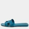 Hermes Blue Leather Oran Flat Sandals Size 39 For Women -Deals Hermes Store luxury women hermes used shoes p678393 010