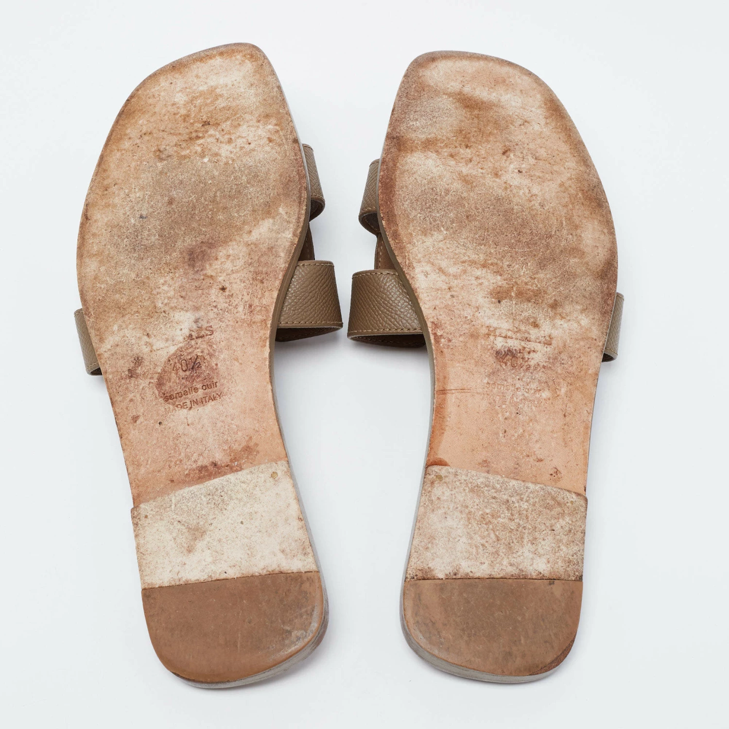 Hermes Tortilla Brown Leather Oran Flat Slide Sandals Size 40.5 For Women 8 Hermes Tortilla Brown Leather Oran Flat Slide Sandals Size 40.5 For Women - Image 6