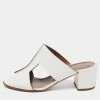 Hermes White Leather Ostia Sandals Size 37 For Women -Deals Hermes Store luxury women hermes used shoes p680286 006
