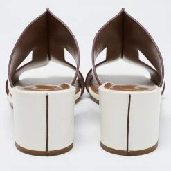 Hermes White Leather Ostia Sandals Size 37 For Women -Deals Hermes Store luxury women hermes used shoes p680286 010