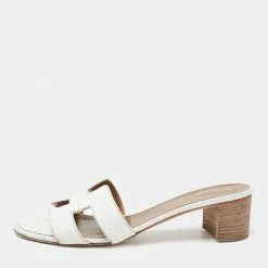Hermes Hermès White Leather Oasis Sandals Size 39.5 For Women