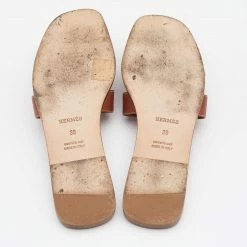 Hermes Brown Leather Oran Flats Size 39 For Women -Deals Hermes Store luxury women hermes used shoes p683536 008