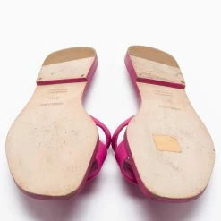 Hermes Hermès Pink Leather Oran Sandals Size 37.5 For Women -Deals Hermes Store luxury women hermes used shoes p685986 002