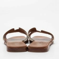 Hermes Brown/White Leather Oran Flat Slides Size 36 For Women -Deals Hermes Store luxury women hermes used shoes p687277 007