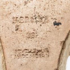 Hermes Beige Suede Espadrille Wedge Ankle Wrap Sandals Size 38 For Women -Deals Hermes Store luxury women hermes used shoes p688063 005