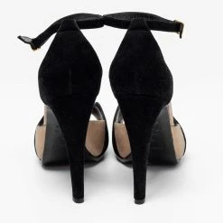 Hermes Black/Gold Suede Premiere Ankle-Strap Sandals Size 38 For Women -Deals Hermes Store luxury women hermes used shoes p690576 004