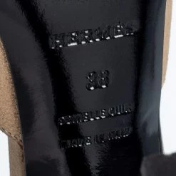 Hermes Black/Gold Suede Premiere Ankle-Strap Sandals Size 38 For Women -Deals Hermes Store luxury women hermes used shoes p690576 006