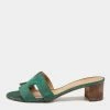 Hermes Green Suede Oasis Slide Sandals Size 38 For Women -Deals Hermes Store luxury women hermes used shoes p690642 004
