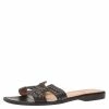 Hermes Brown Studded Leather Oran Sandals Size 39 For Women