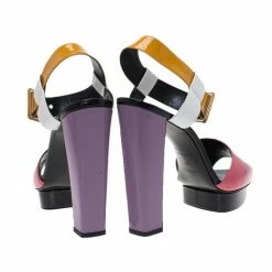 Hermes Multicolor Patent Ankle Strap Platform Sandals Size 40.5 For Women -Deals Hermes Store luxury women hermes used shoes p71362 0005