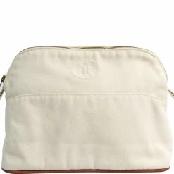 Hermes Ivory Cotton Medium Bolide Travel Case For Women